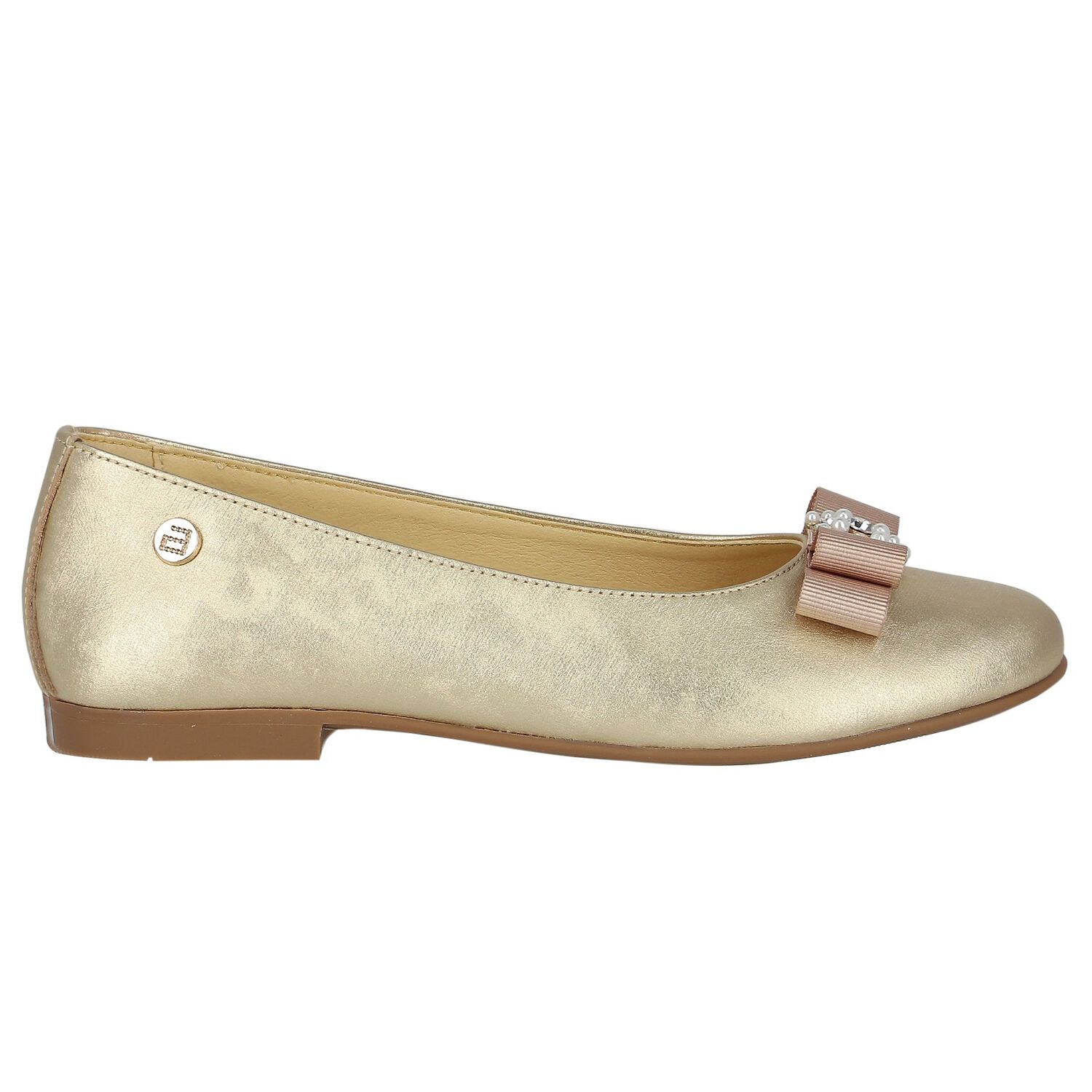 حذاء بنات باليرينا بفيونكة باللون الذهبى, 1, hi-res image number null