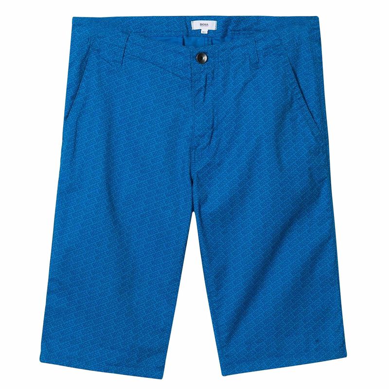 Boys Blue Cotton Logo Shorts, 1, hi-res image number null