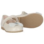 Younger Girls Ivory Bow Shoes, 3, hi-res