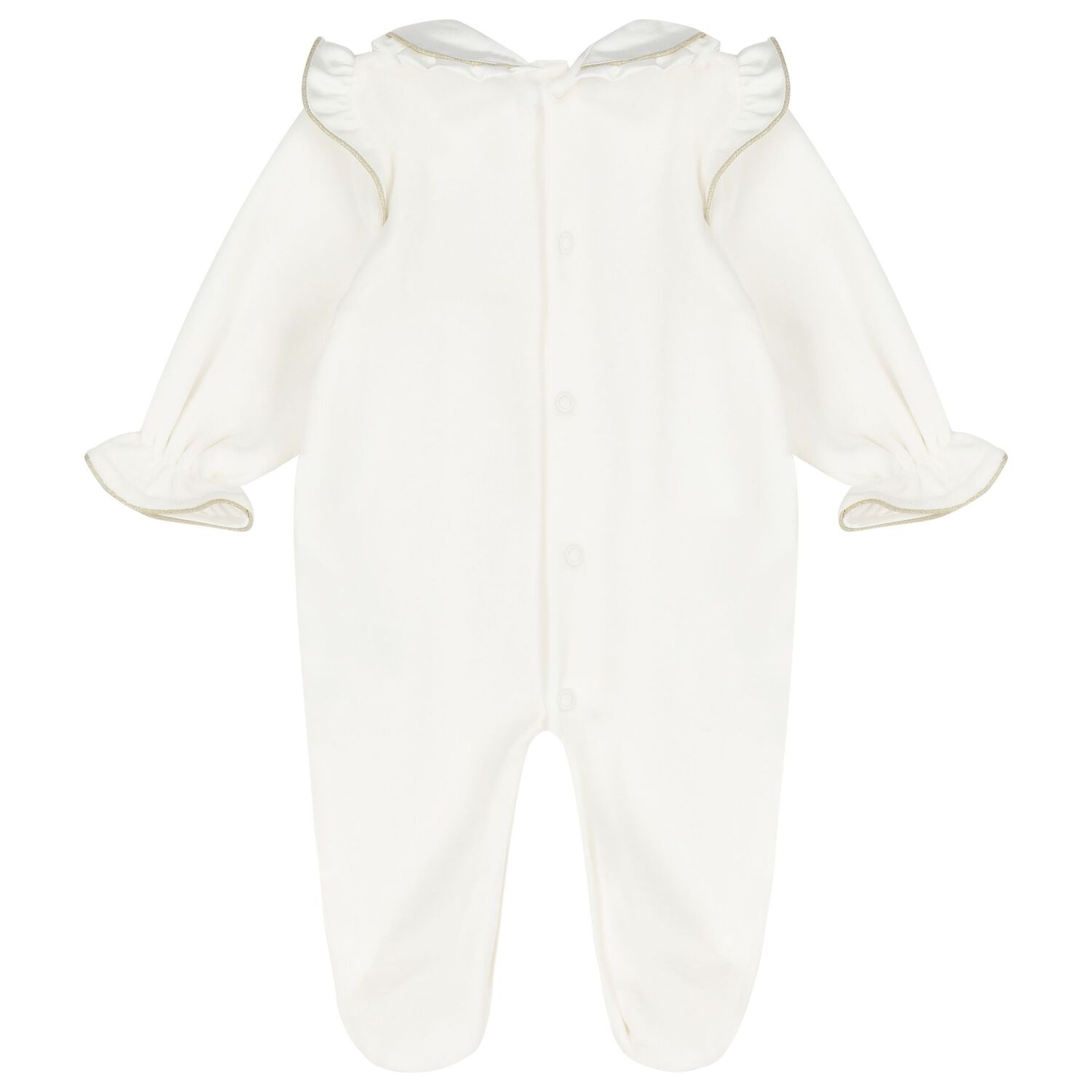 Baby Girls Ivory & Gold Bow Babygrow, 1, hi-res