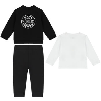 Younger Boys Black & White Logo 3-Piece Tracksuit