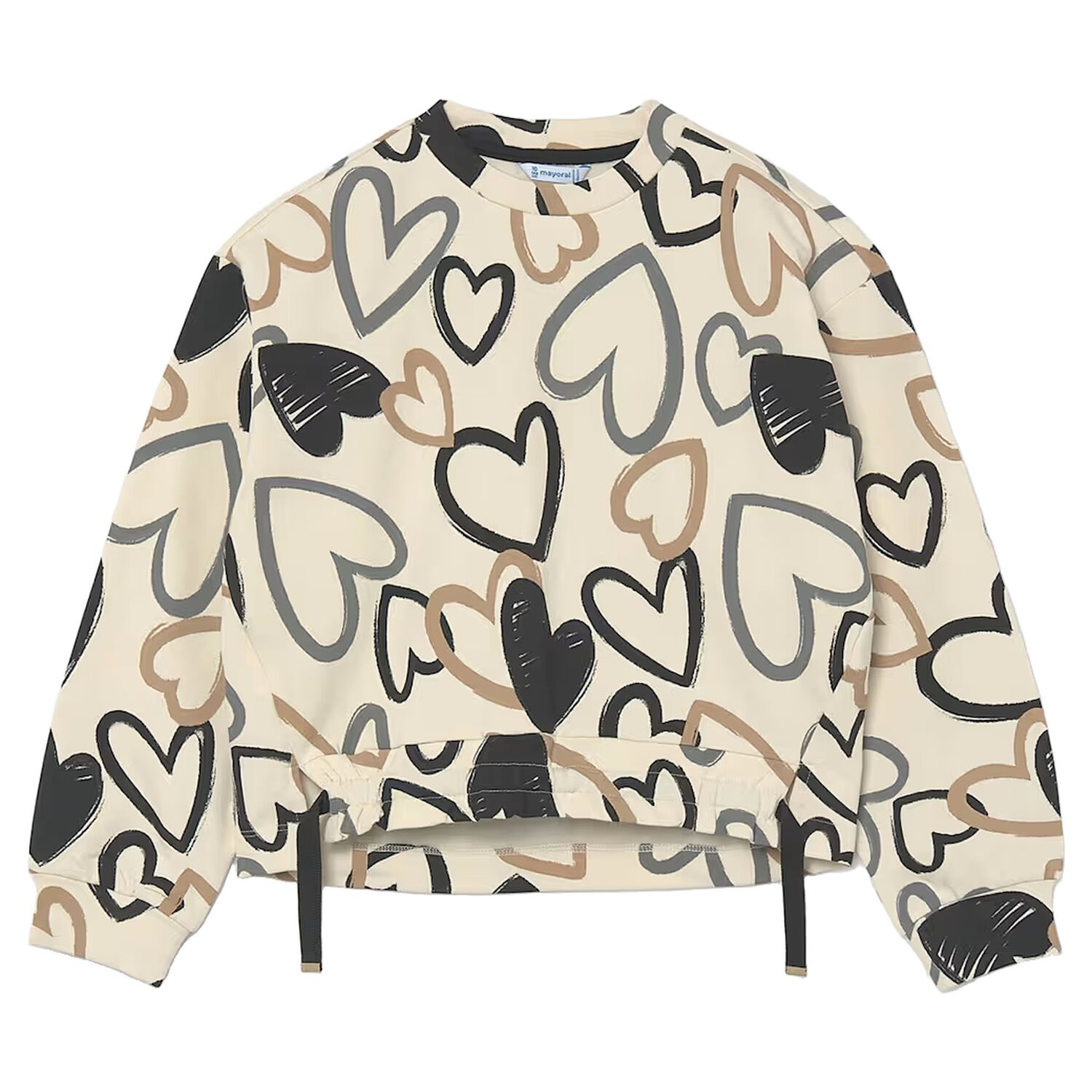 Girls Ivory Heart Sweatshirt, 1, hi-res