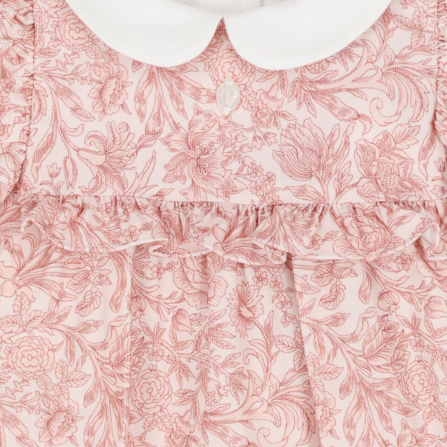 Baby Girls Pink & White Liberty Romper, 1, hi-res