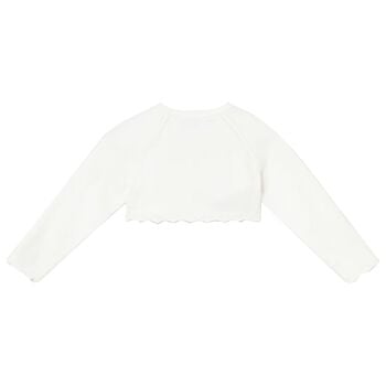 Younger Girls Ivory Knitted Cardigan