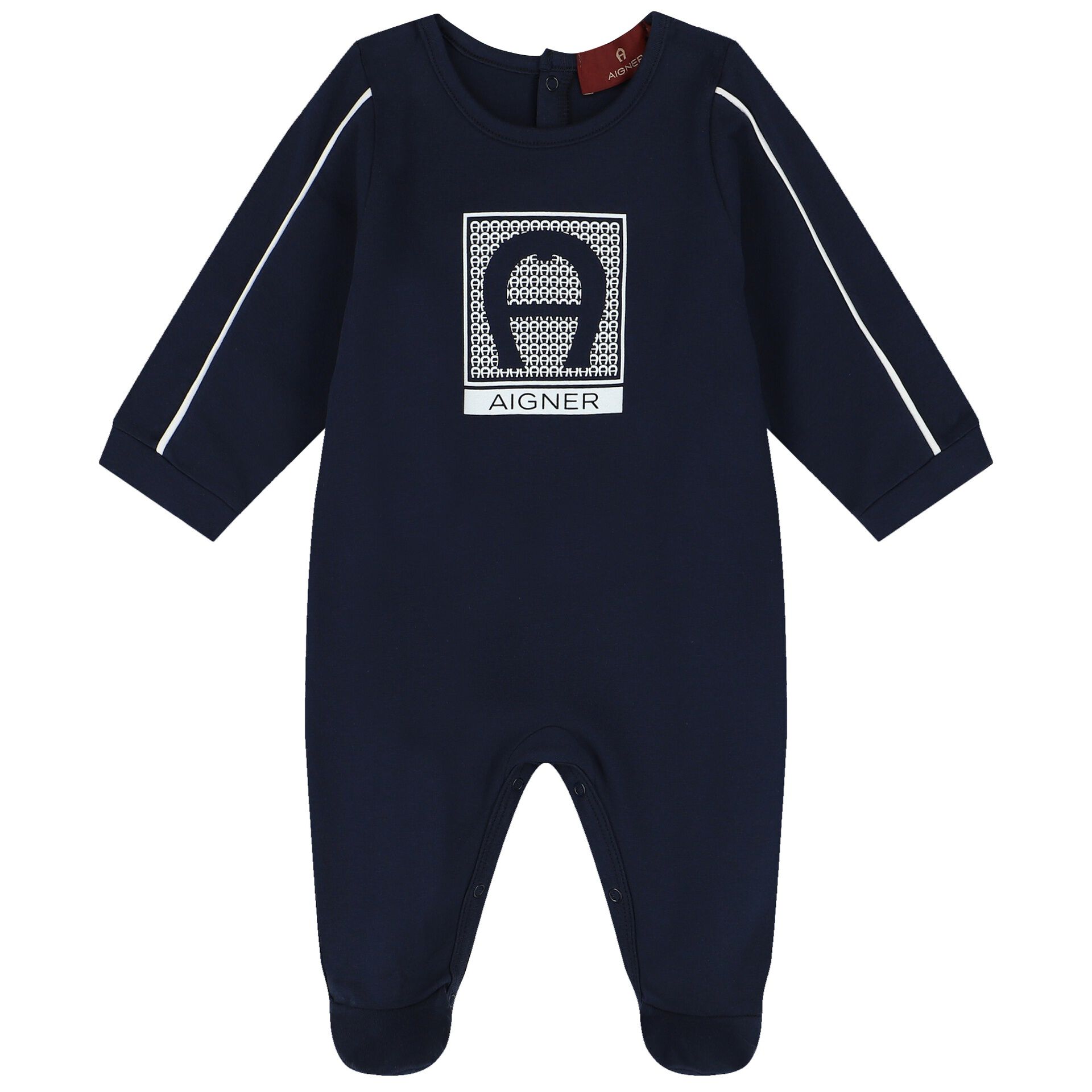 Aigner Baby Boys Navy Blue Logo Babygrow Junior Couture UAE