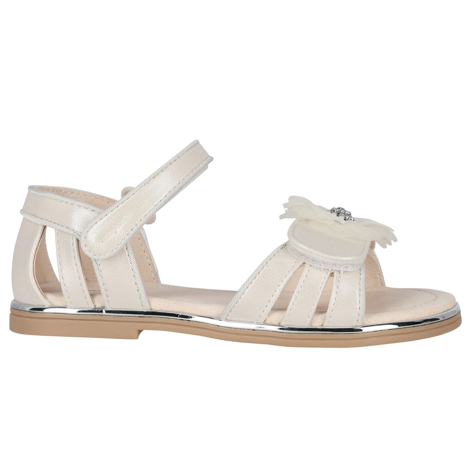 صندل بنات بطبعة الزهور باللون الأبيض , 1, hi-res image number null