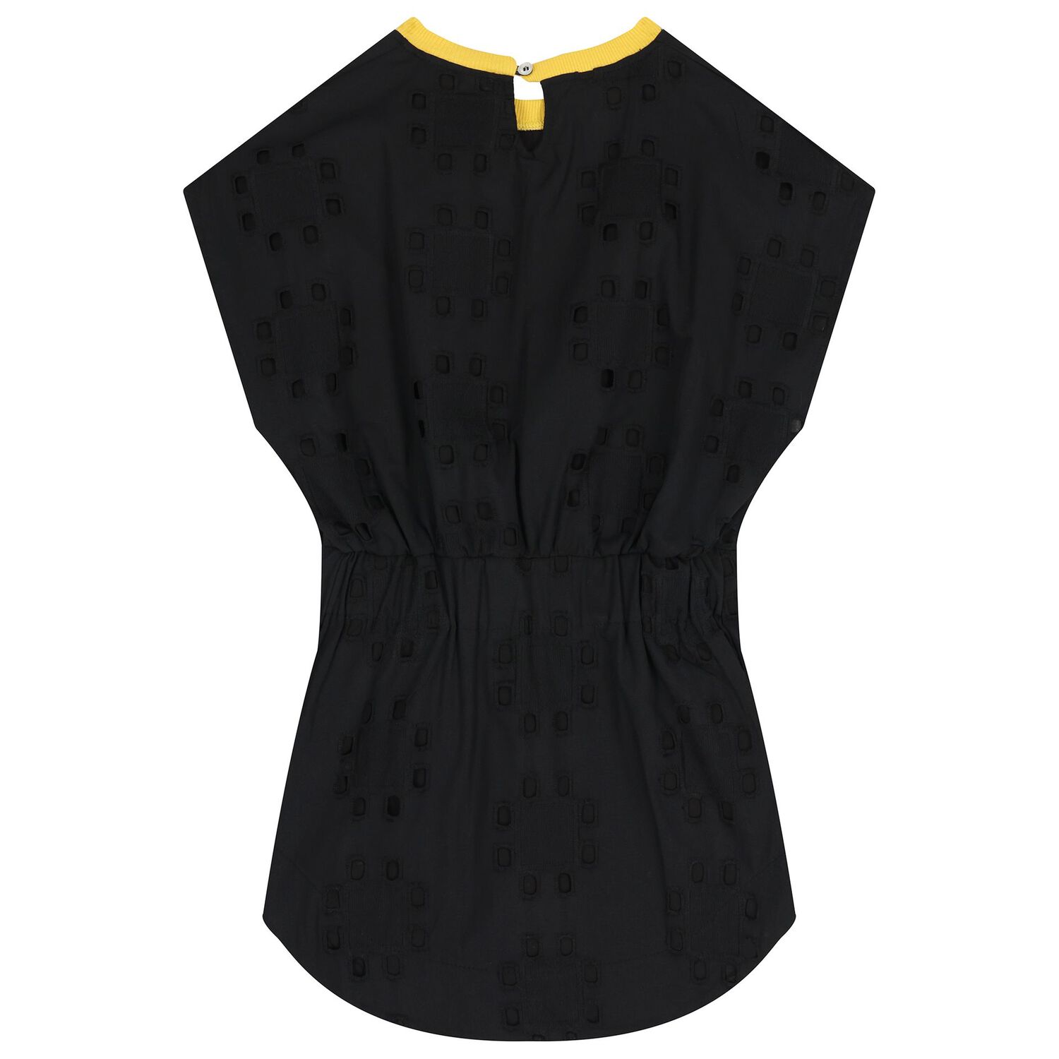 Girls Black Logo Broderie Anglaise Dress, 1, hi-res