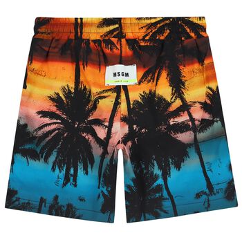 Boys Orange & Blue Palm Tree Shorts