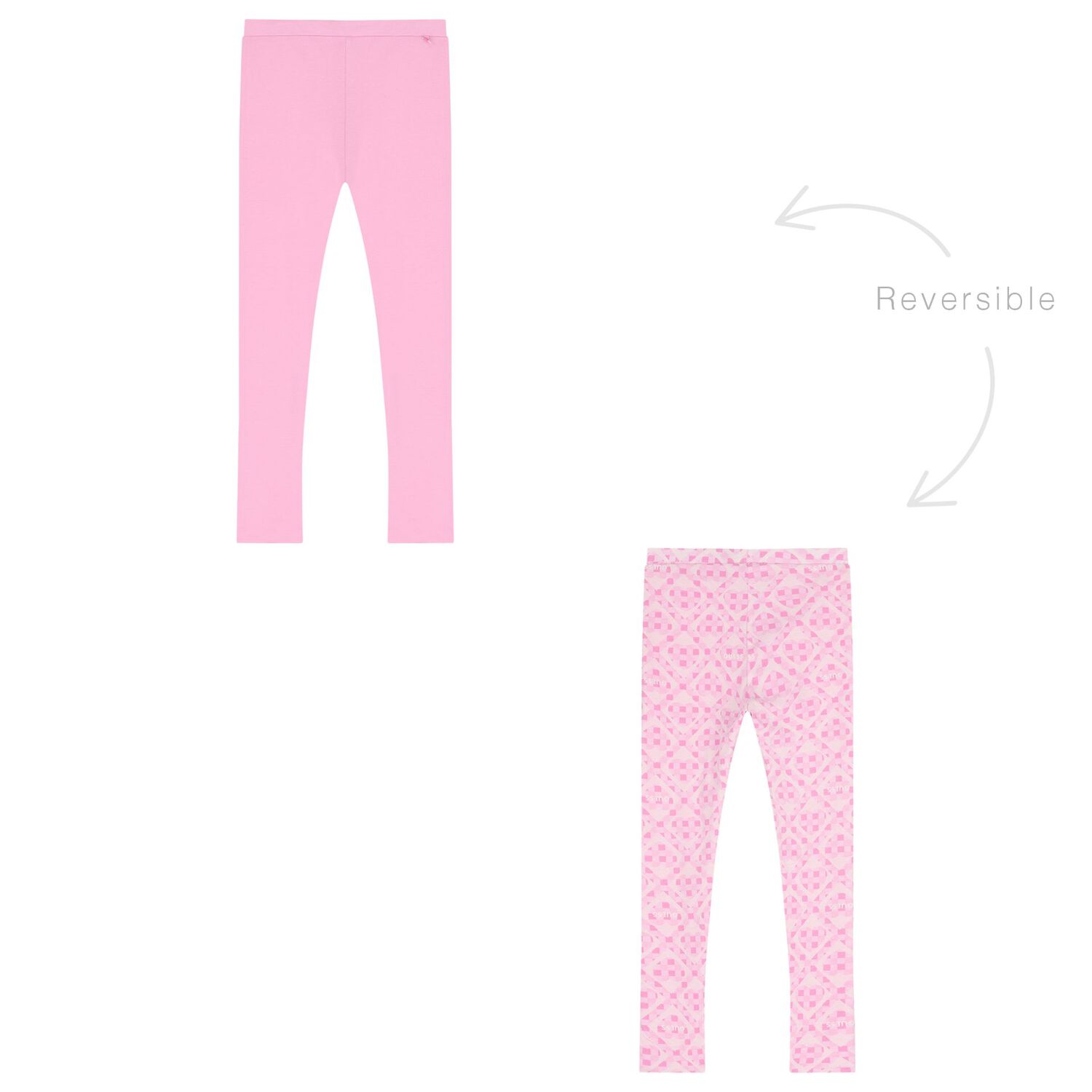 Girls Pink Logo Reversible Leggings, 1, hi-res