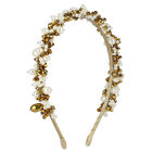 Girls White & Gold Embellished Pearl & Crystal Headband, 2, hi-res