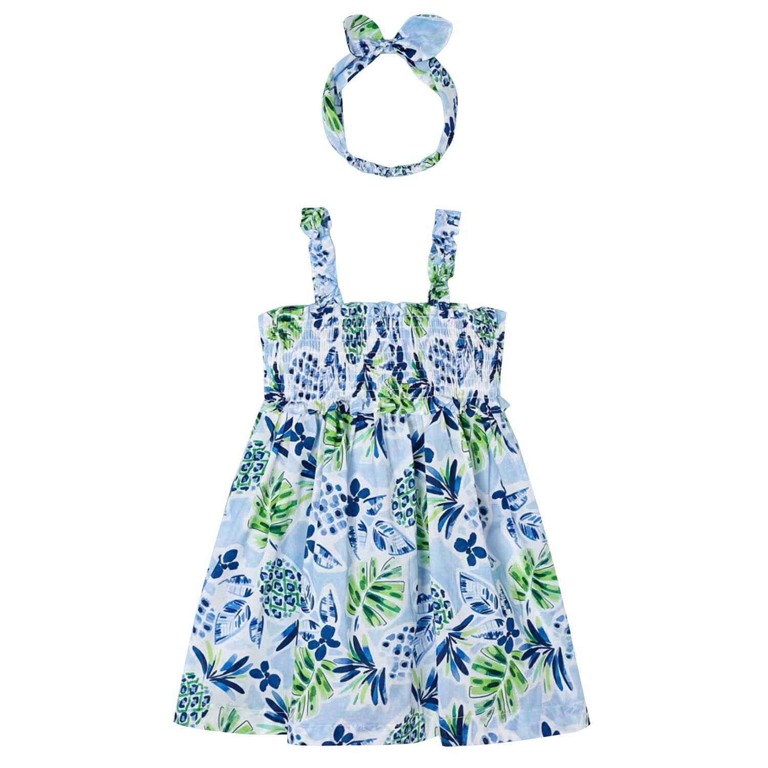 Girls Blue Pineapple Dress Set, 4, hi-res image number null