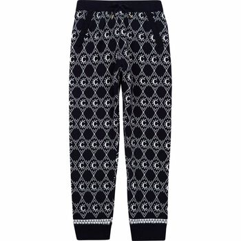 Girls Blue Knitted Mini Me Logo Trousers