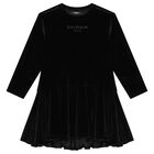 Girls Black Logo Dress, 2, hi-res