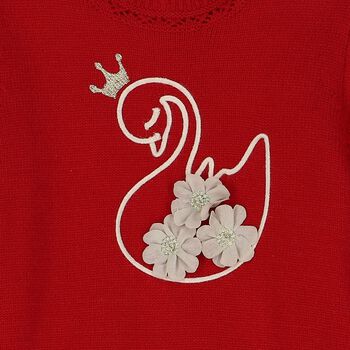 Younger Girls Red & Beige Dress