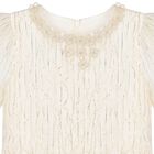 Girls Ivory & Gold Tiered Organza & Tulle Dress, 1, hi-res