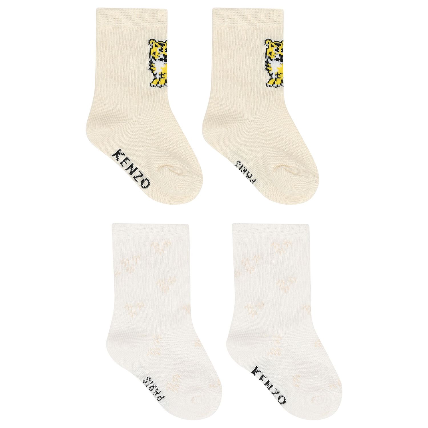 White & Ivory Tiger Logo Socks ( 2 Pack ), 2, hi-res