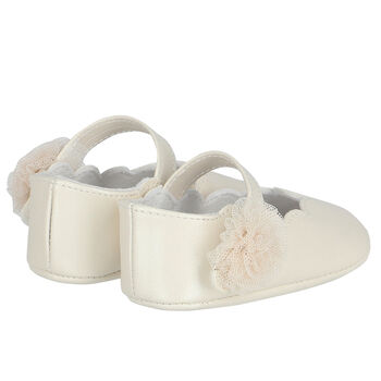 Baby Girls White Flower Pre Walker Shoes