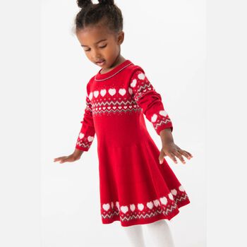 Girls Red Long Sleeve Dress