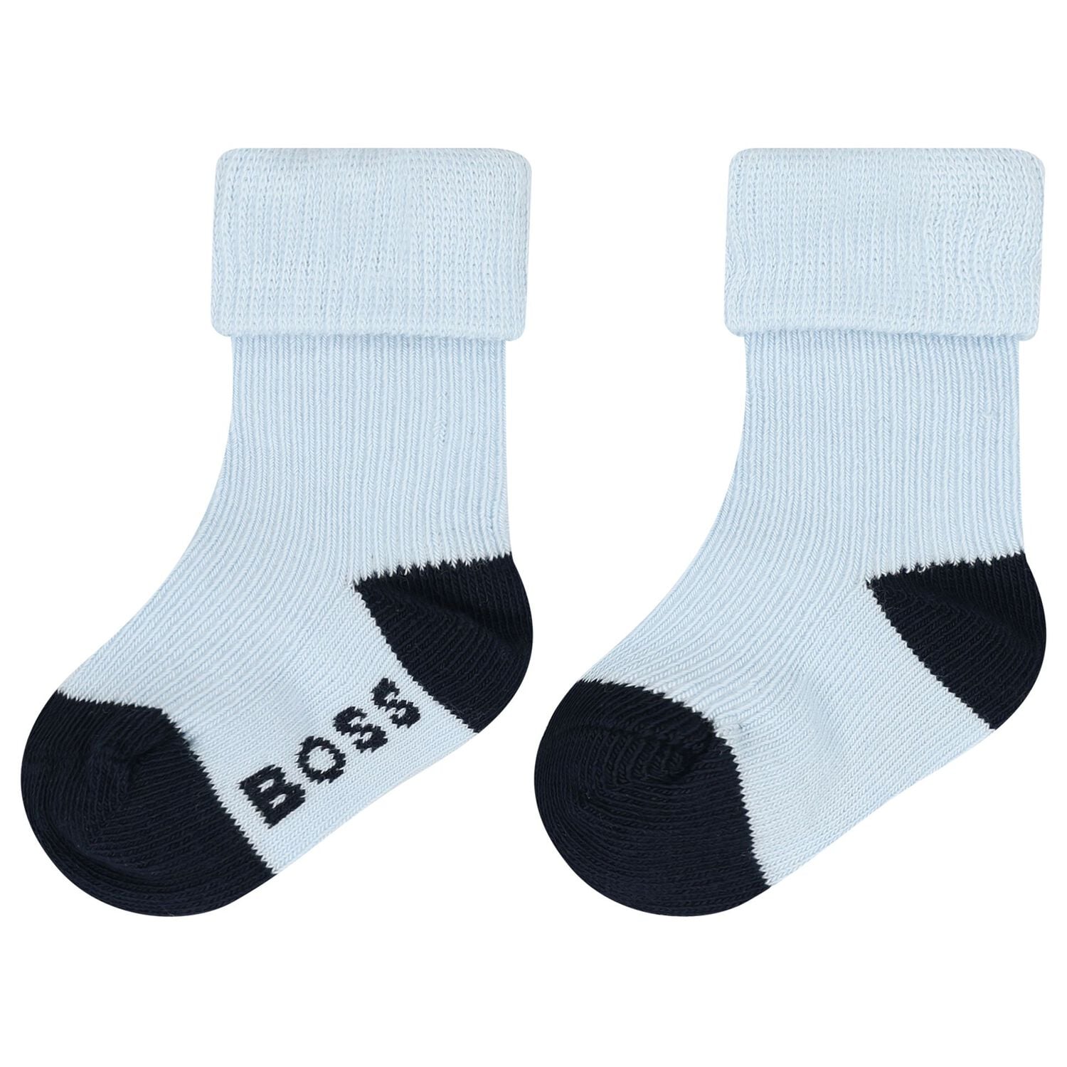 Baby Boys Blue & White Logo Socks ( 3-Pack ) , 2, hi-res