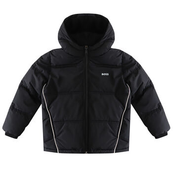 Boys Black Logo Puffer Jacket