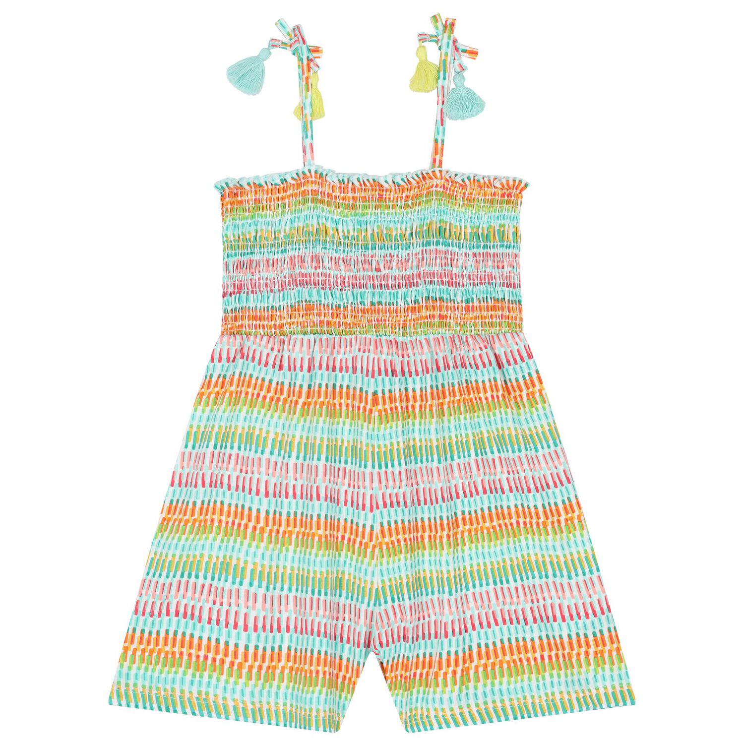 Girls Multi-Coloured Smocked Playsuit, 1, hi-res image number null
