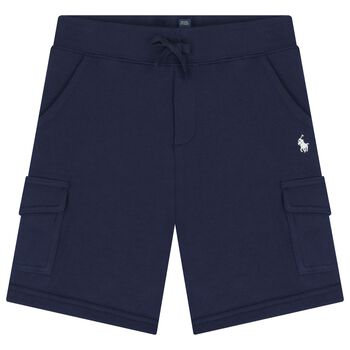 Boys Navy Blue Logo Shorts