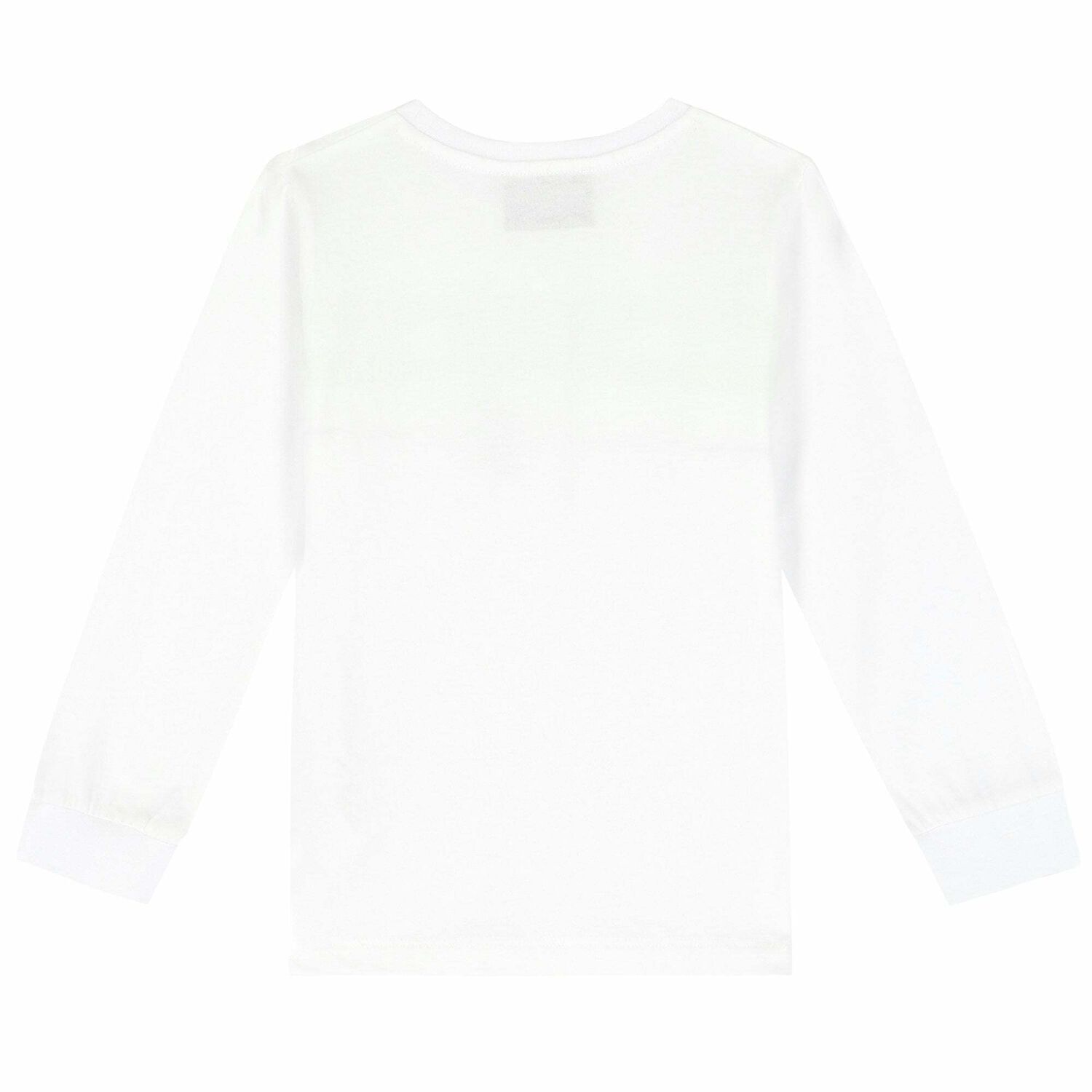 Boys White Logo Long Sleeve Top, 1, hi-res