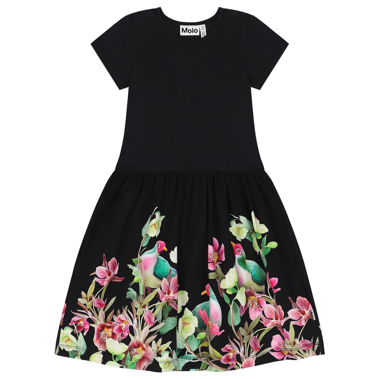 فستان بنات بطبعة باللون الأسود, 1, hi-res