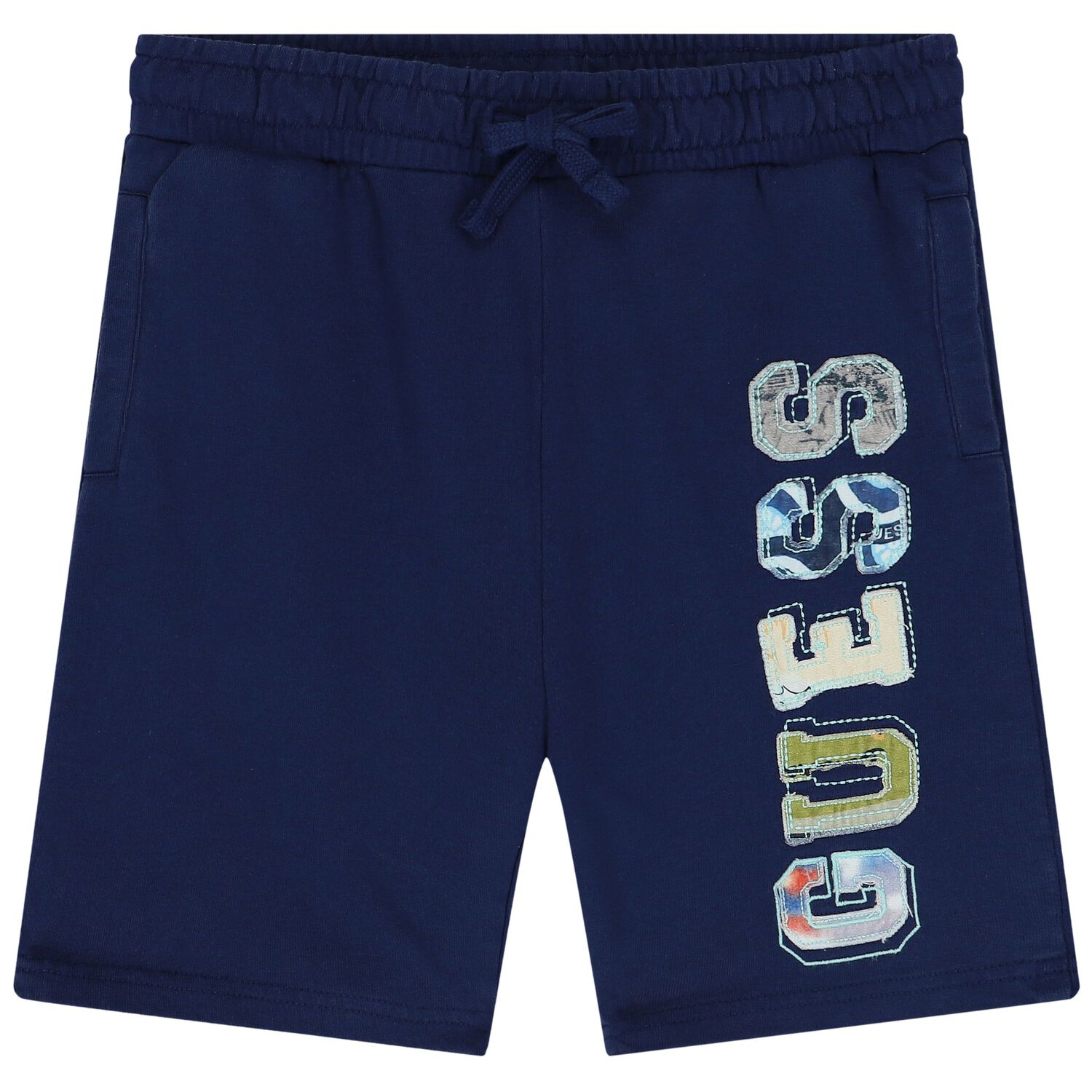 Boys Navy Blue Logo Shorts, 1, hi-res