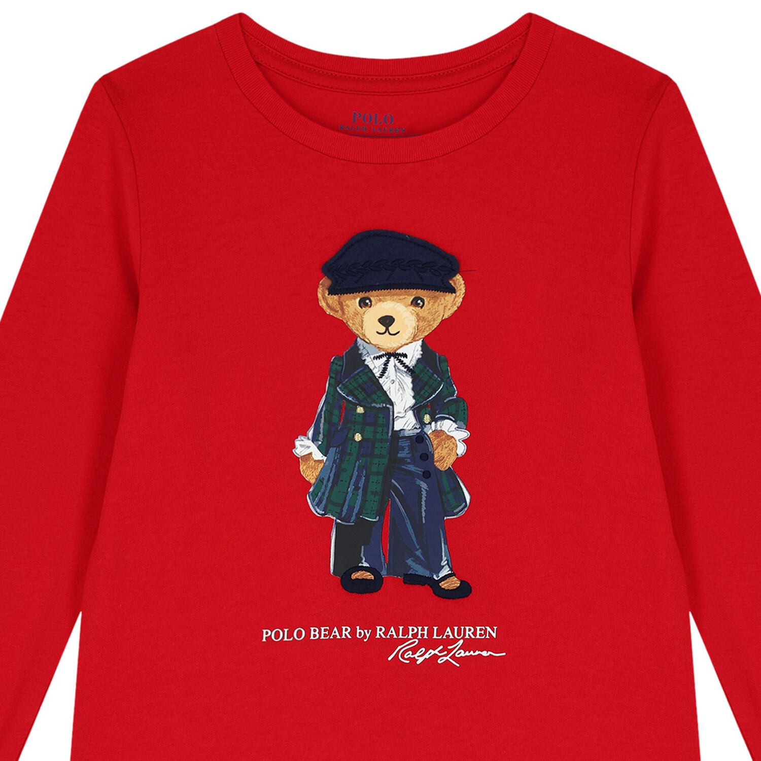 Girls Red Logo Polo Bear Long Sleeve Top, 2, hi-res image number null
