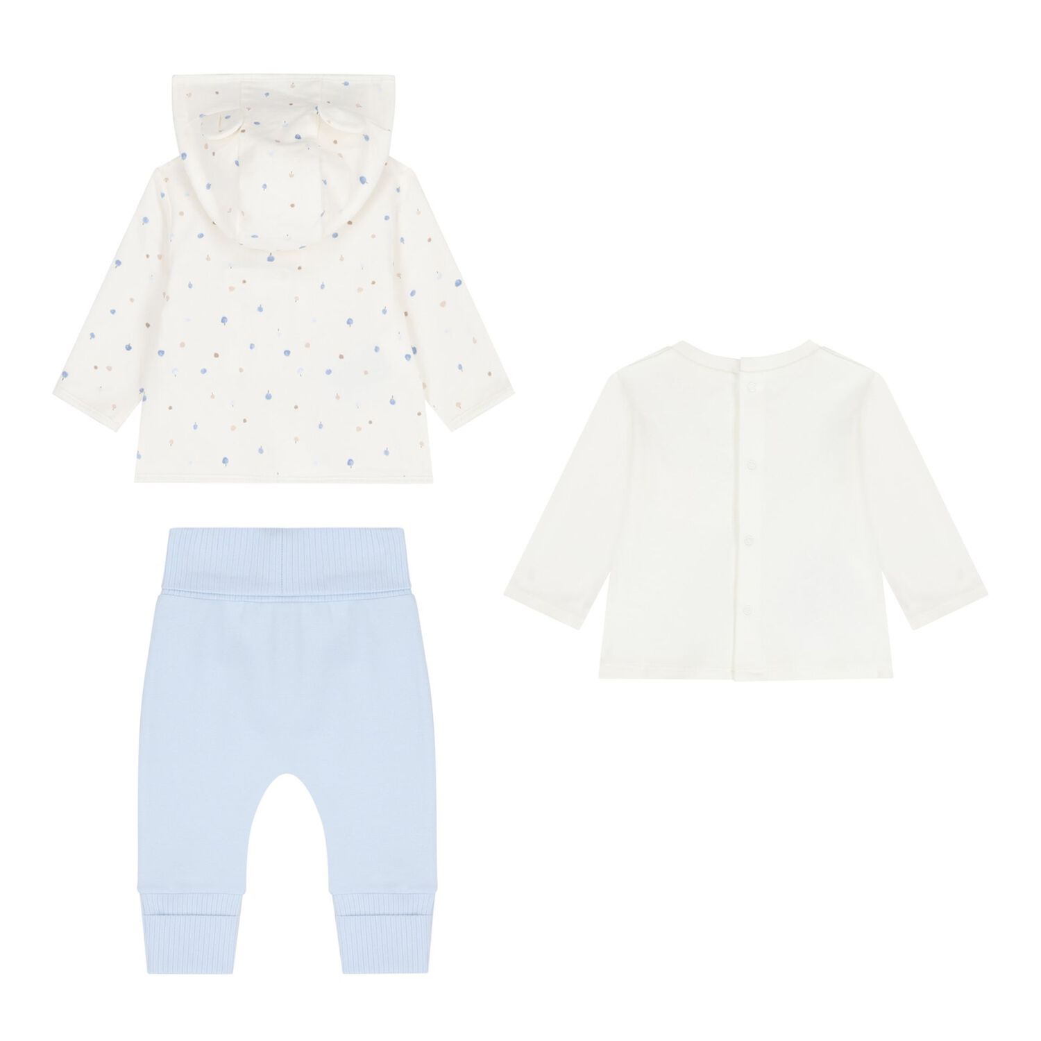 Baby Boys Ivory & Blue 3 Piece Tracksuit, 3, hi-res
