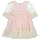 Younger Girls Ivory & Pink Tulle Dress, 1, hi-res