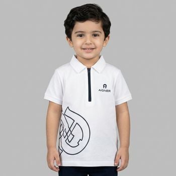 Younger Boys White Logo Polo Shirt