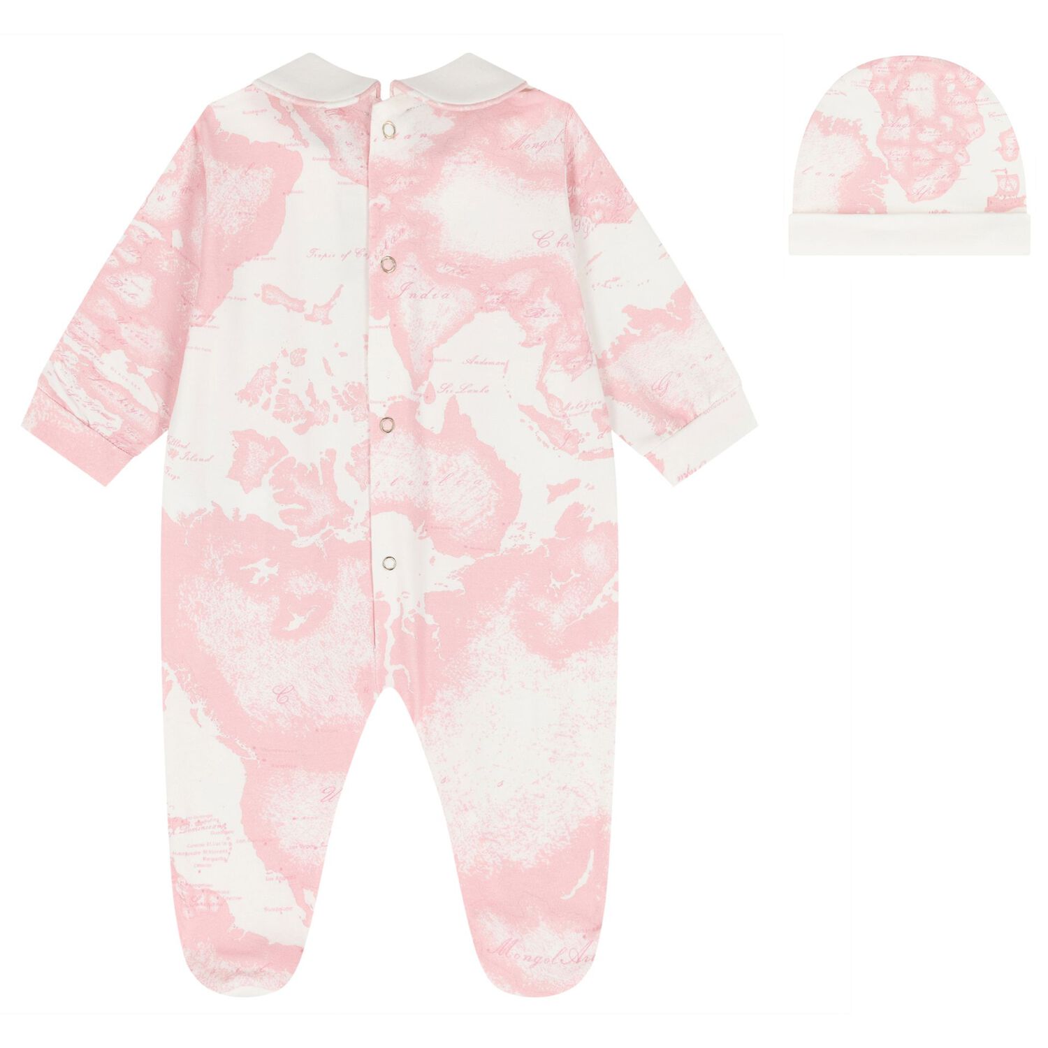 Baby Girls Ivory & Pink Geo Map Babygrow Gift Set, 3, hi-res