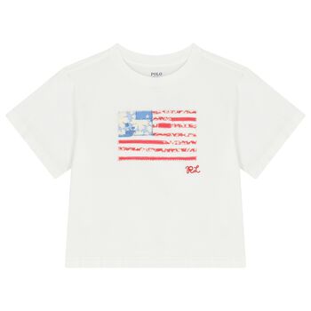Girls White Flag T-Shirt