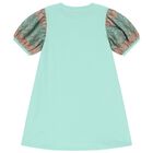 فستان بنات بطبعة حقيبة بالشعار باللون الأخضر, 1, hi-res