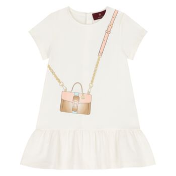 Younger Girls Ivory Crossbody Bag Dress