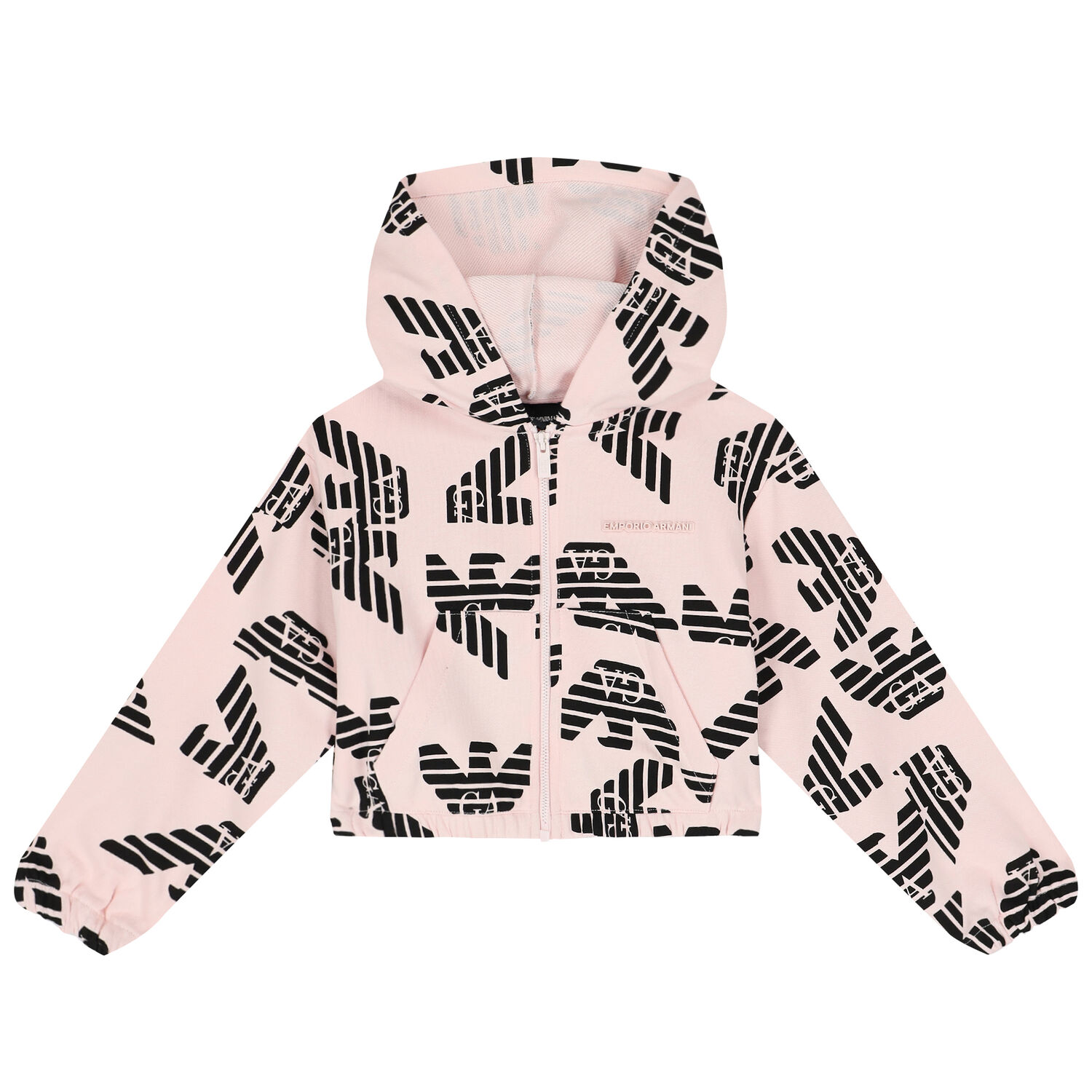Girls Pink Logo Hooded Zip Up Top, 1, hi-res