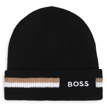 Boys Black Logo Beanie Hat