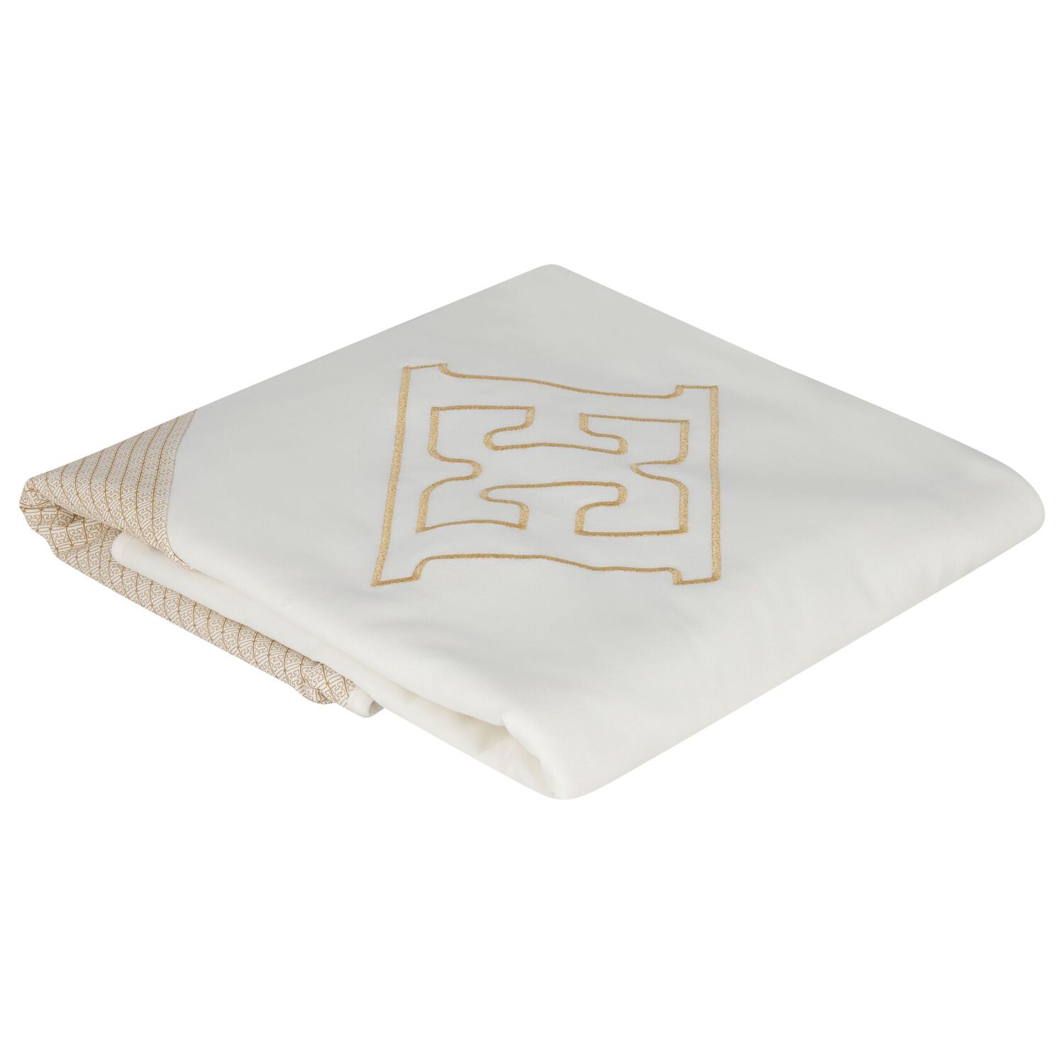 Baby Girls Ivory & Gold Logo Blanket, 1, hi-res