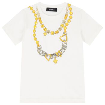 Girls Ivory Logo Chain T-Shirt