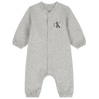 Baby Boys Grey Logo Romper