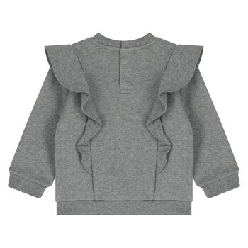 Younger Girls Grey Logo Ruffle Sweatshirt