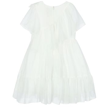 Girls White Flower Chiffon Dress