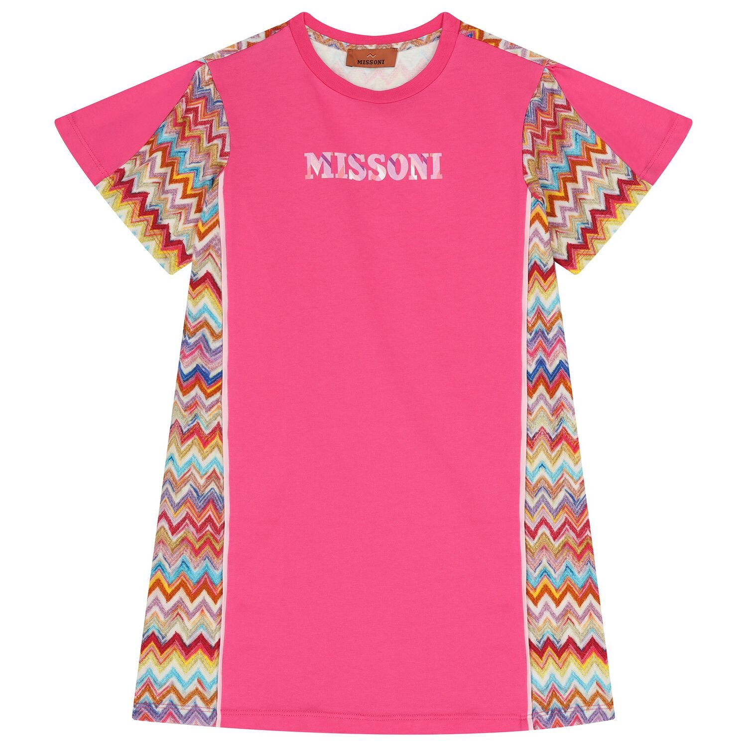 فستان زيجزاج باللون الوردي للبنات , 2, hi-res