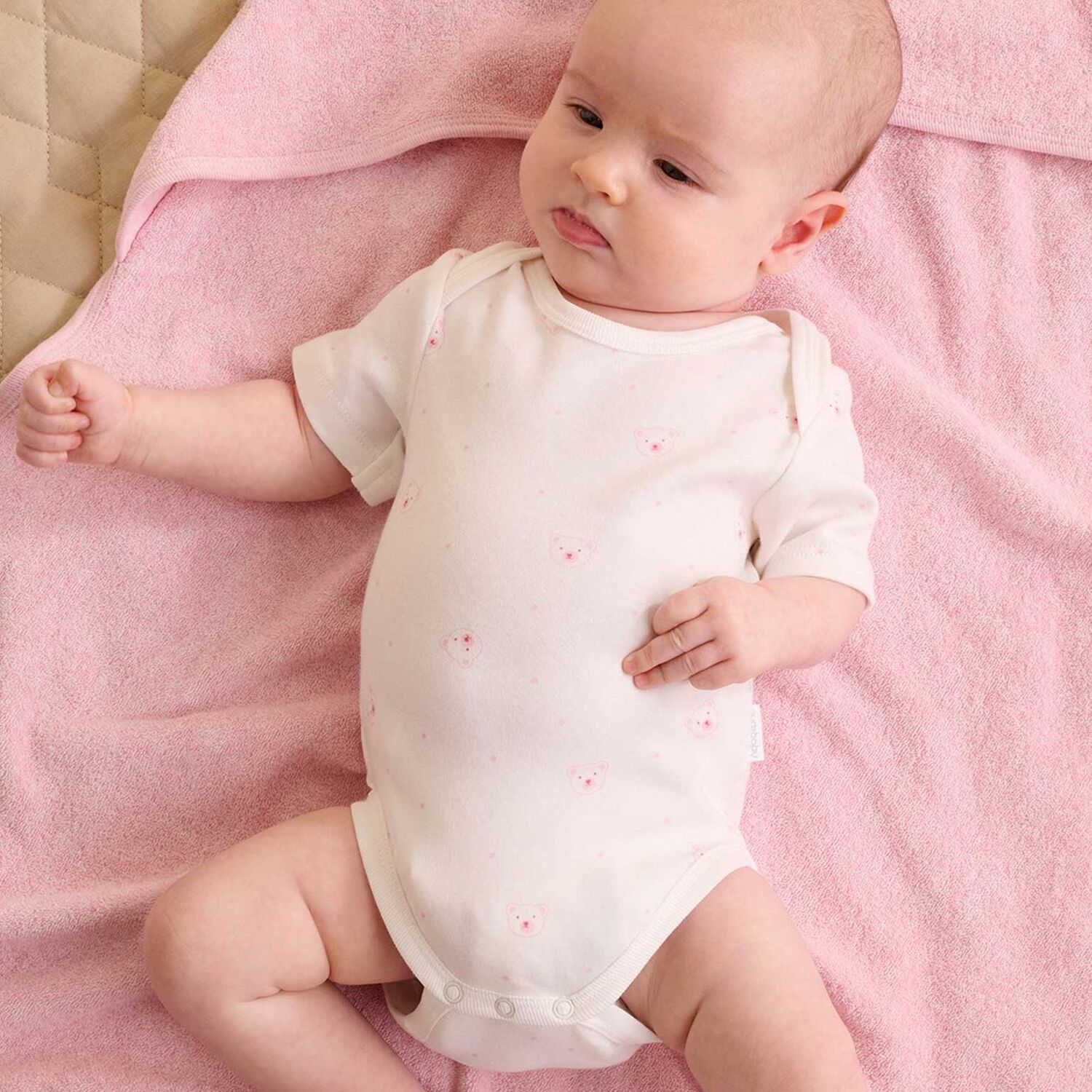 Baby Girls Pink Teddy Bear Hooded Towel, 2, hi-res image number null