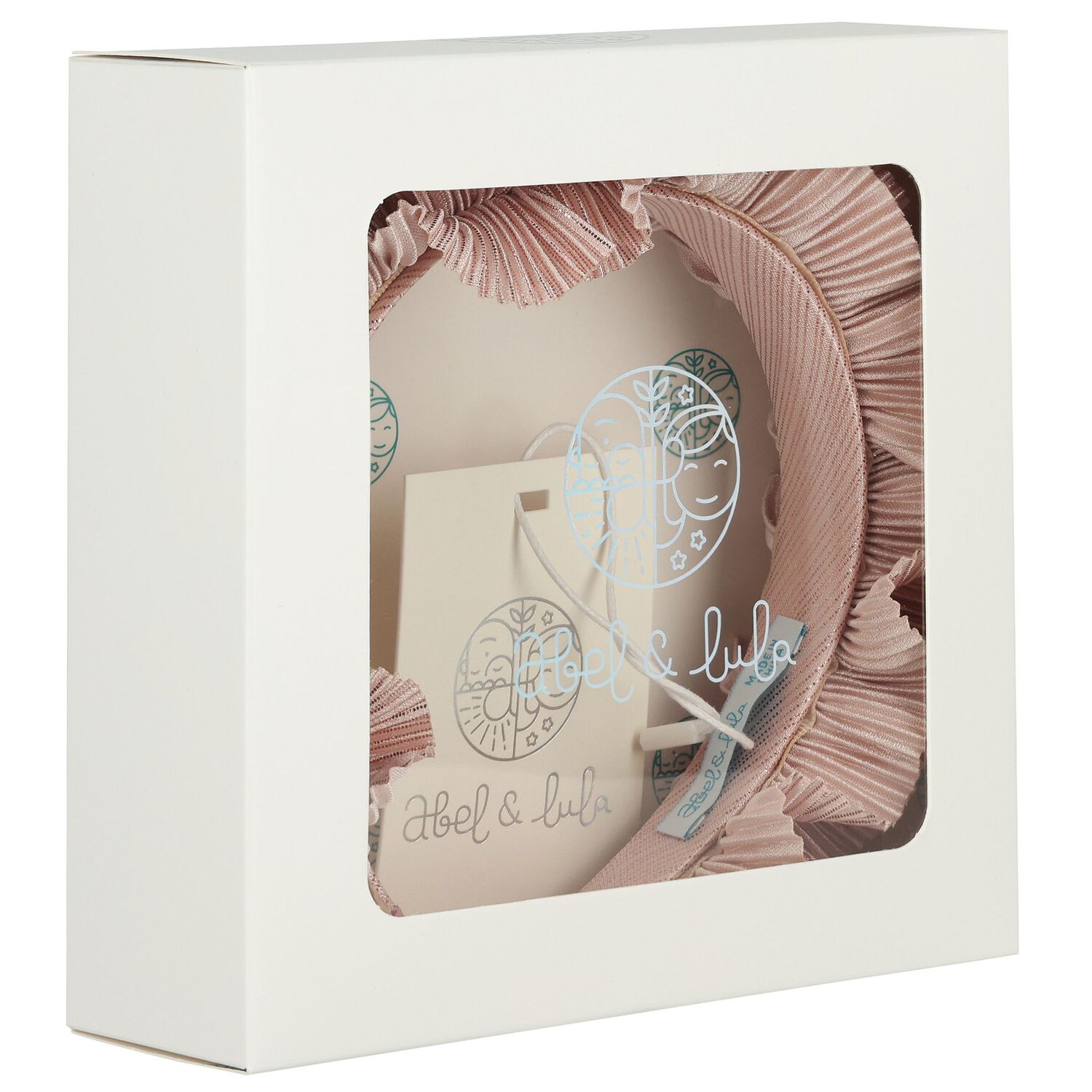 ربطة رأس  مطوية ومكشكشة باللون الوردي للبنات, 2, hi-res