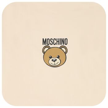 Beige Teddy Bear Logo Baby Blanket
