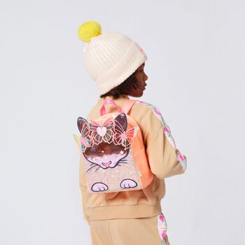 Girls Pink Cat & Sequin Backpack
