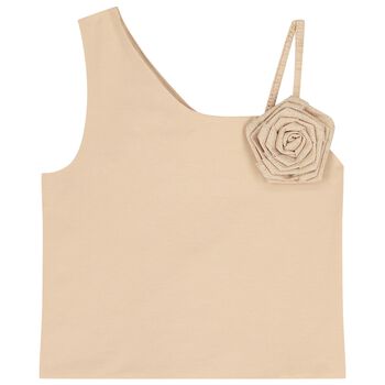 Girls Gold Rose Applique Top
